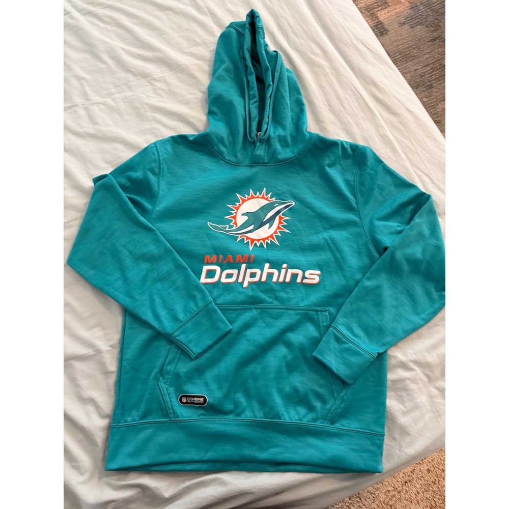 Miami Dolphins Hoodie Men M NFL Combine Authentic Aqua Pullover Football
